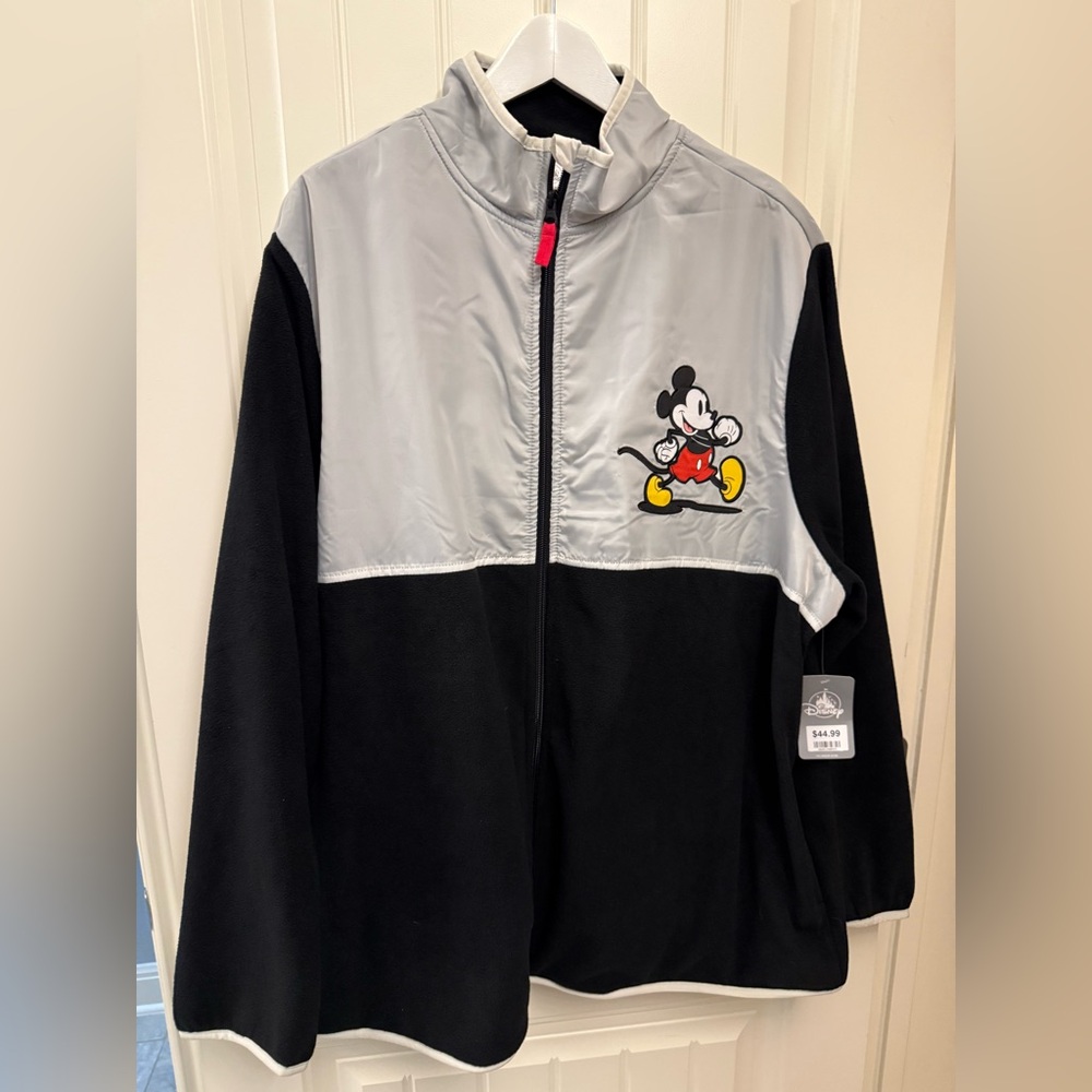 Disney Parks Grey & Black Mens Mickey Mouse Fleece XXL